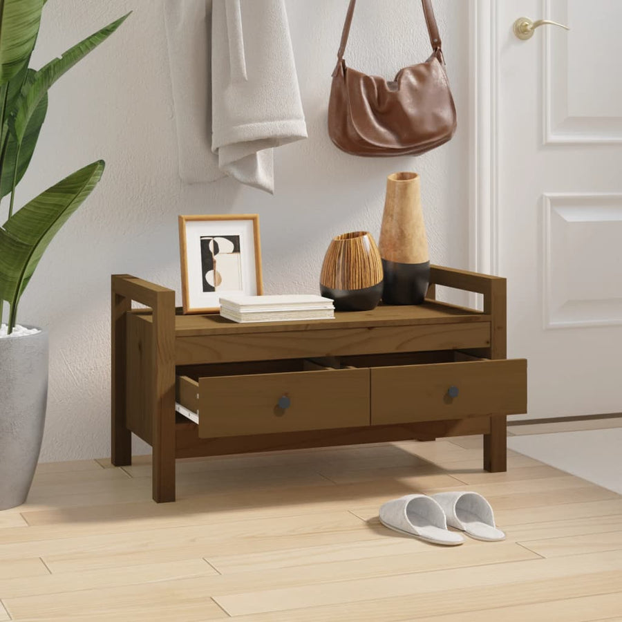 Halbankje 80X40X43 Cm Massief Grenenhout Honingbruin
