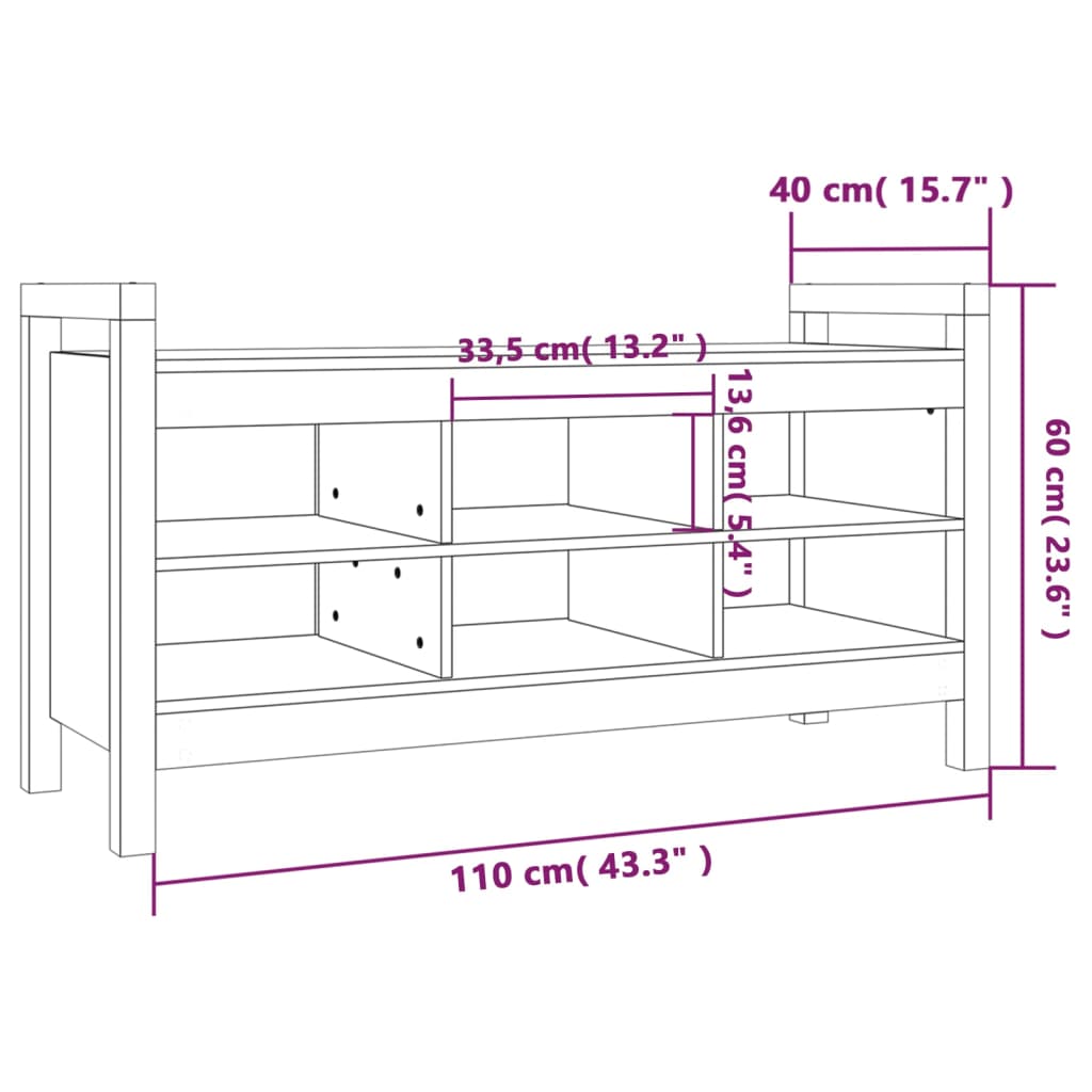 Halbankje 110X40X60 Cm Massief Grenenhout