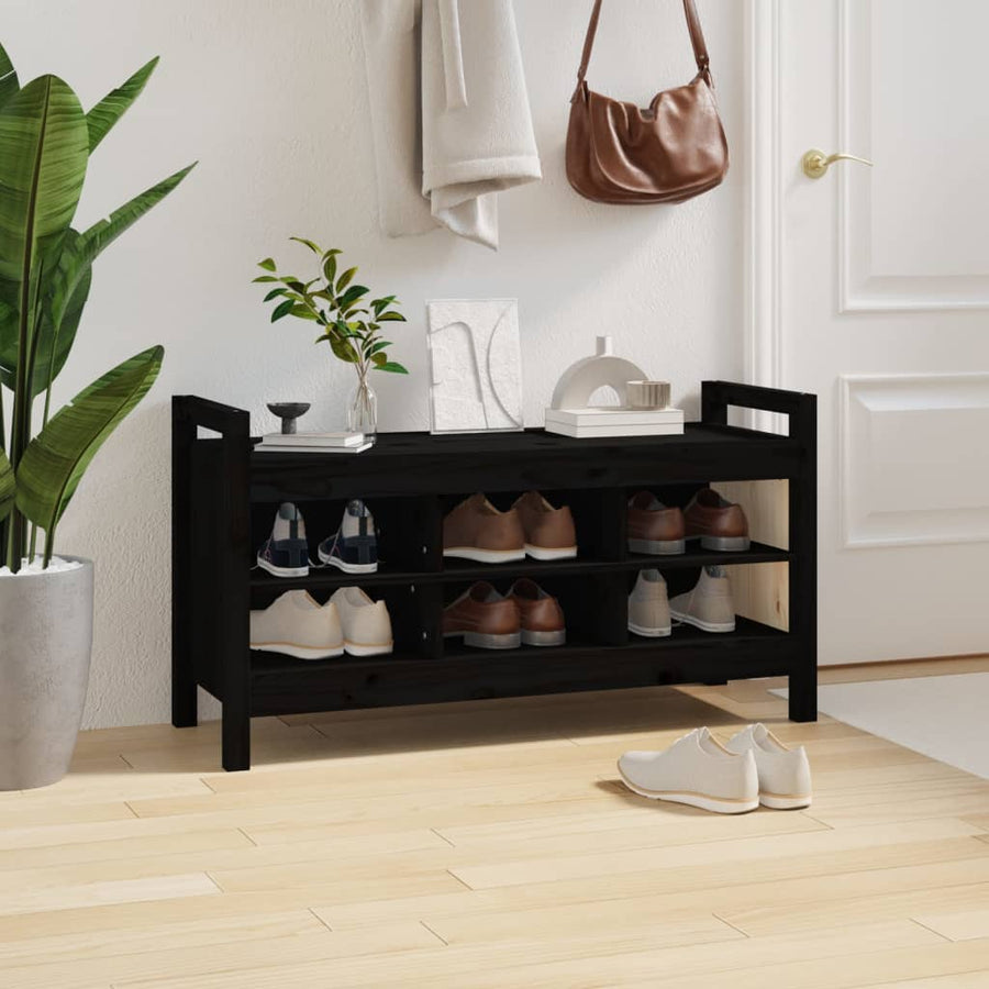 Halbankje 110X40X60 Cm Massief Grenenhout Zwart