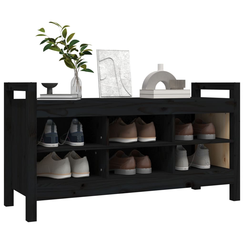 Halbankje 110X40X60 Cm Massief Grenenhout Zwart