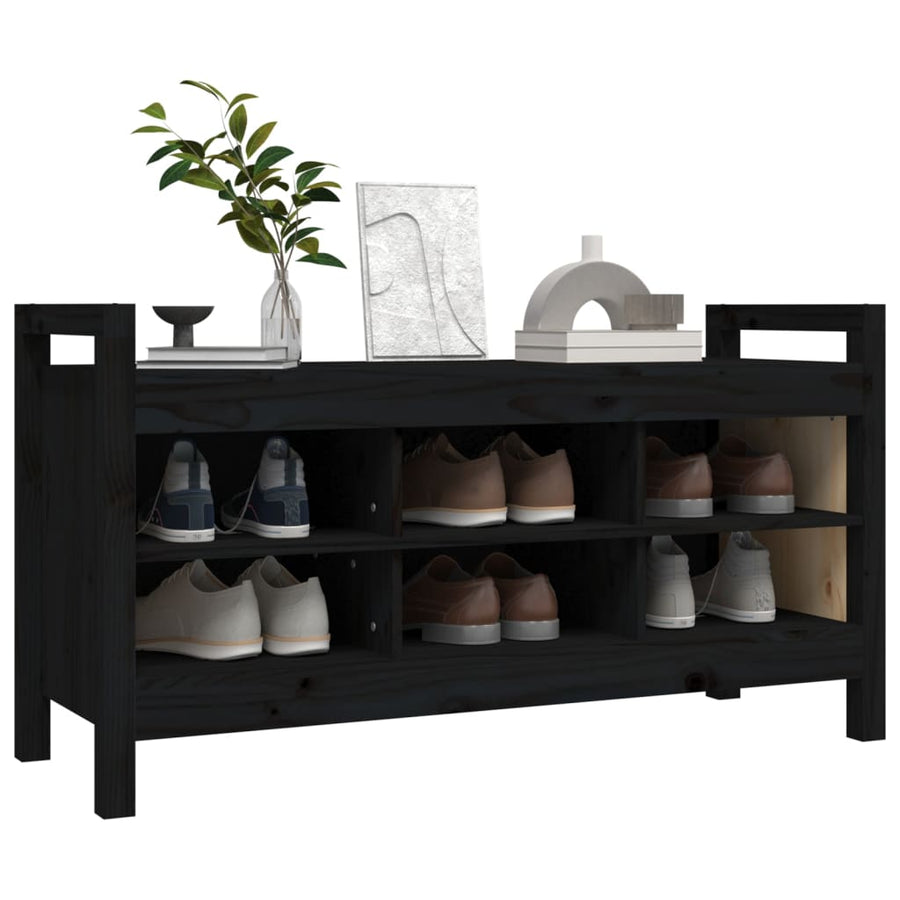 Halbankje 110X40X60 Cm Massief Grenenhout Zwart