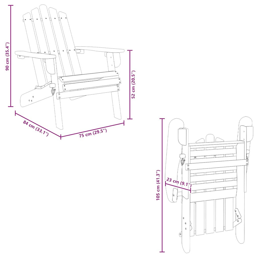 Tuinstoelen Adirondack Met Voetensteunen Acaciahout 2