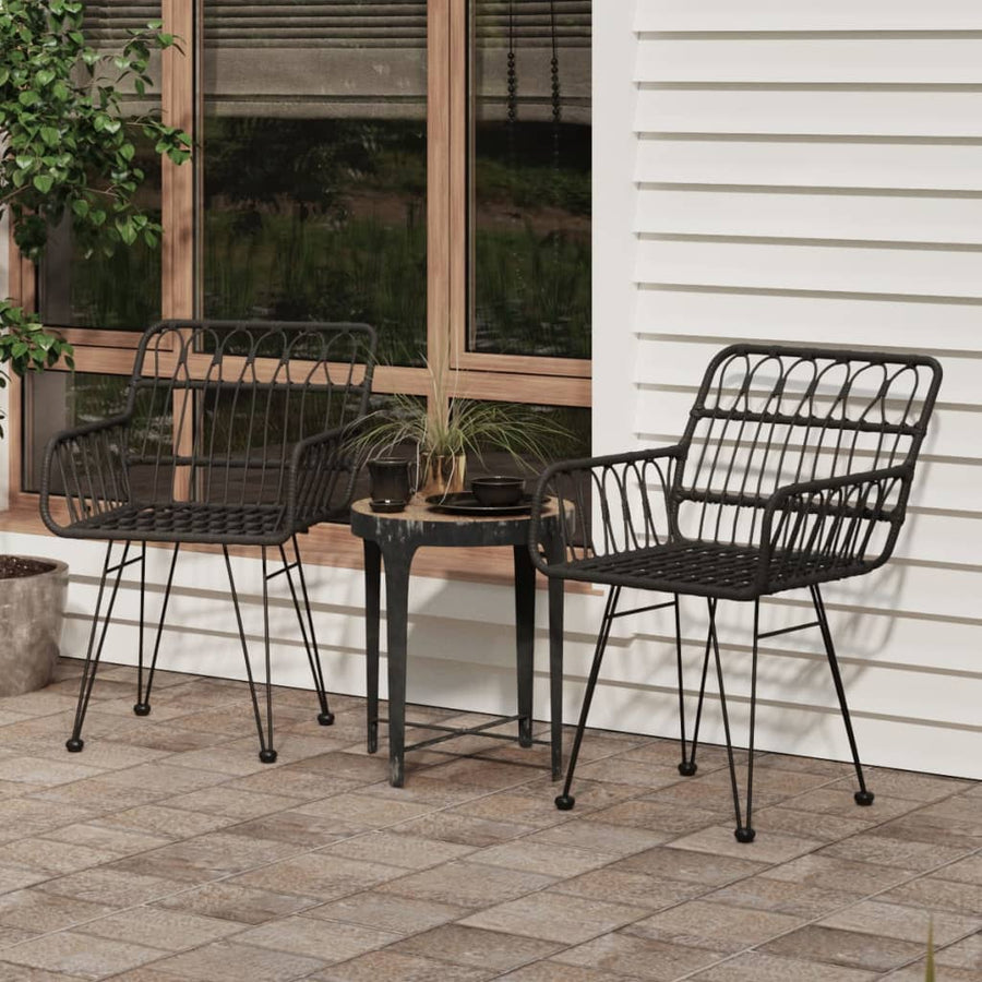 Tuinstoelen Met Armleuning 56X64X80 Cm Pe-Rattan Zwart