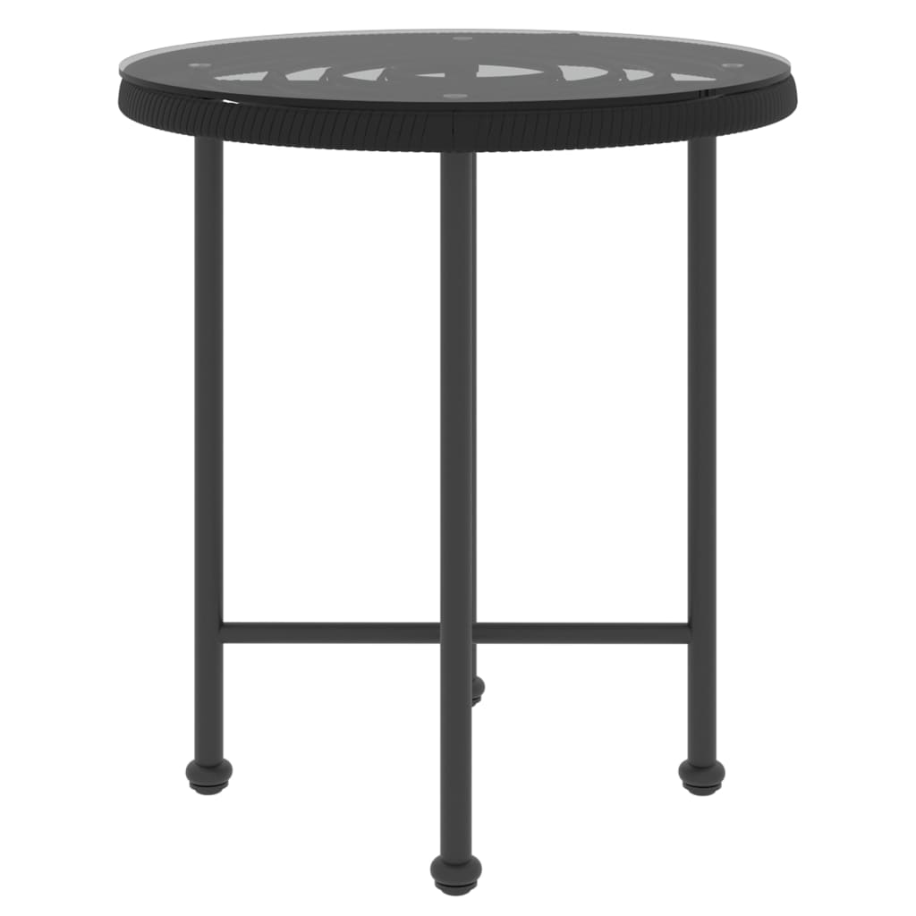 Eettafel Ø50 Cm Gehard Glas En Staal Zwart