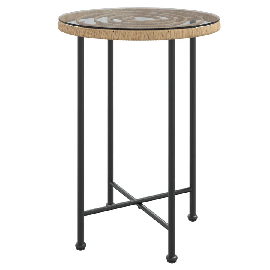 Eettafel Ø55 Cm Gehard Glas En Staal Ø 55 x 74 cm Bruin