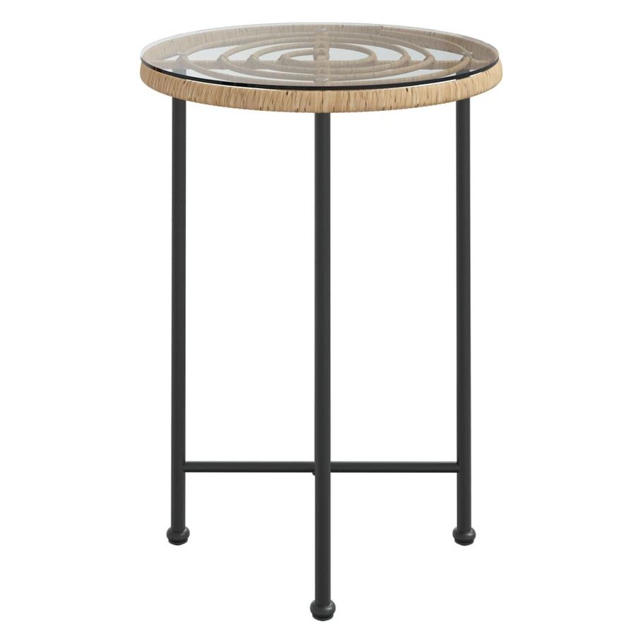 Eettafel Ø55 Cm Gehard Glas En Staal Ø 55 x 74 cm Bruin