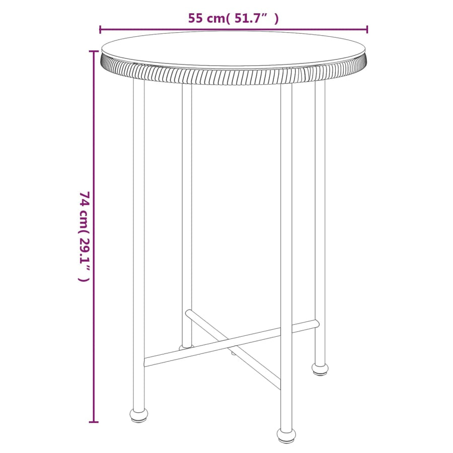 Eettafel Ø55 Cm Gehard Glas En Staal Ø 55 x 74 cm Bruin