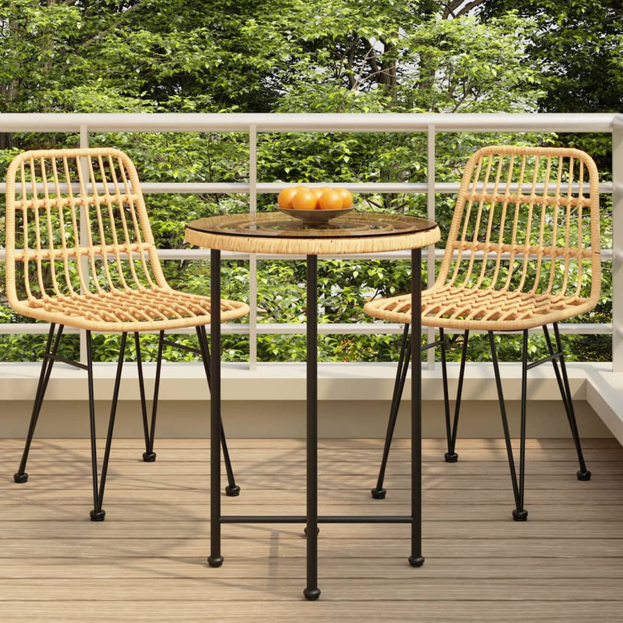 Eettafel Ø55 Cm Gehard Glas En Staal Ø 55 x 74 cm Bruin