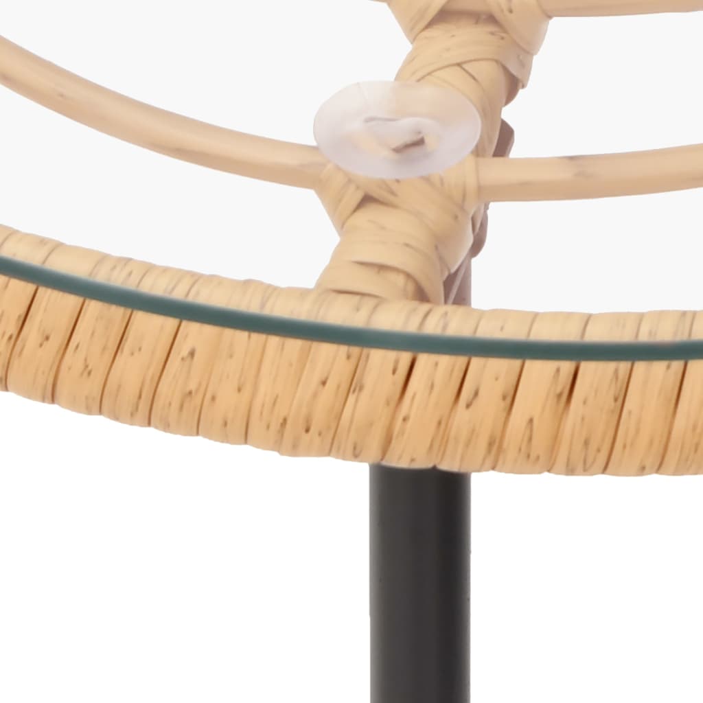 Eettafel Ø80 Cm Gehard Glas En Staal Ø 80 x 74 cm Bruin