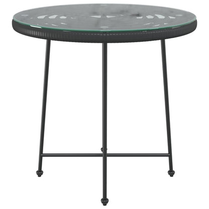 Eettafel Ø80 Cm Gehard Glas En Staal Ø 80 x 74 cm Zwart