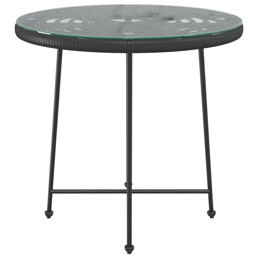Eettafel Ø80 Cm Gehard Glas En Staal Ø 80 x 74 cm Zwart