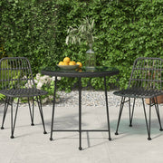 Dining table Ø80 cm tempered glass and black steel