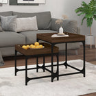 Side tables, 2 pcs, carved wood, brown oak color