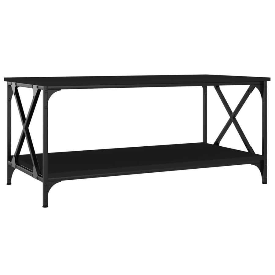 Salontafel Bewerkt Hout En Ijzer 100 x 50 x 45 cm Zwart