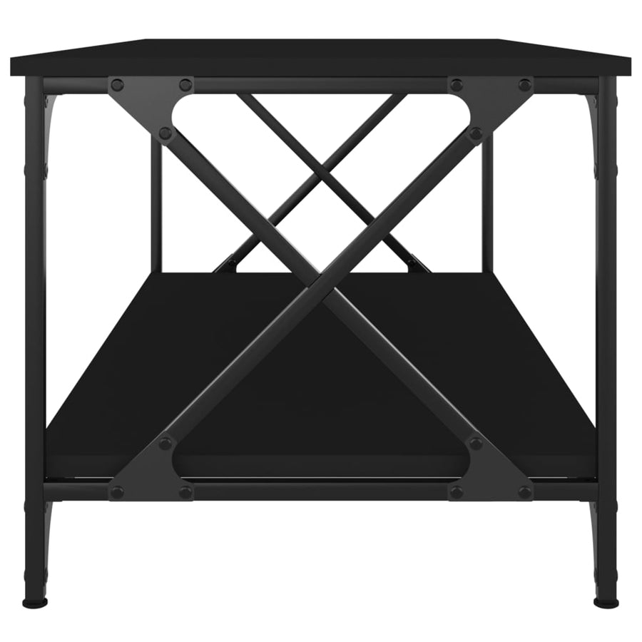 Salontafel Bewerkt Hout En Ijzer 100 x 50 x 45 cm Zwart