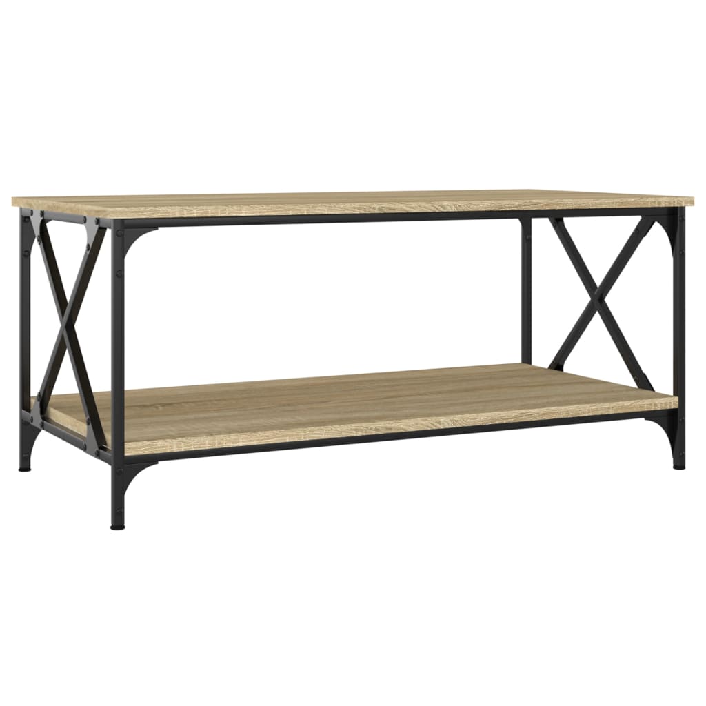 Salontafel 100x50x45 cm bewerkt hout en ijzer sonoma eikenkleur