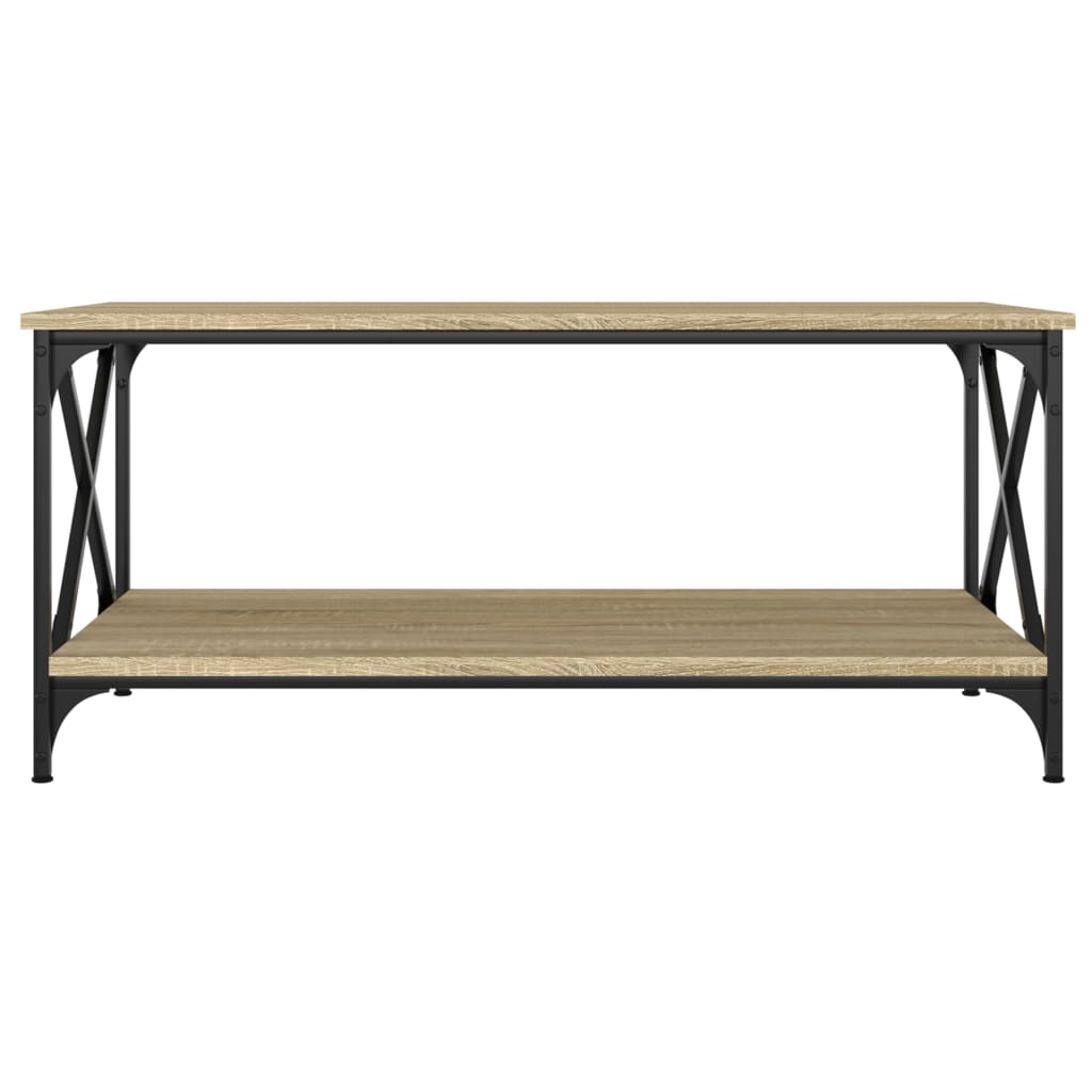 Salontafel 100x50x45 cm bewerkt hout en ijzer sonoma eikenkleur