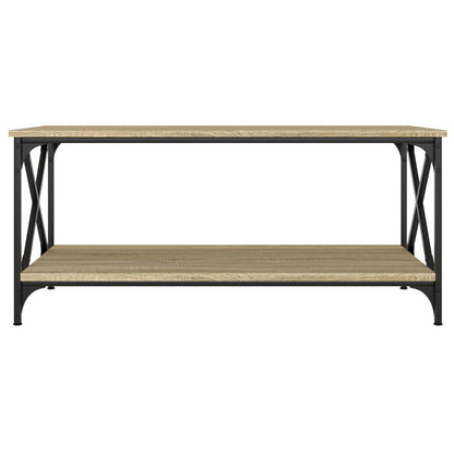 Salontafel 100x50x45 cm bewerkt hout en ijzer sonoma eikenkleur