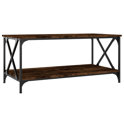 Salontafel Bewerkt Hout En Ijzer 100 x 50 x 45 cm Gerookt eiken