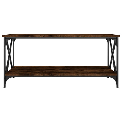 Salontafel Bewerkt Hout En Ijzer 100 x 50 x 45 cm Gerookt eiken