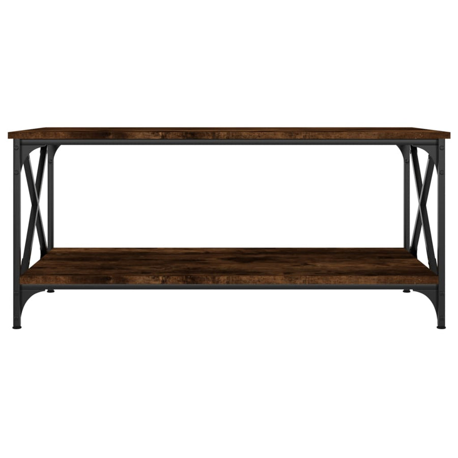 Salontafel Bewerkt Hout En Ijzer 100 x 50 x 45 cm Gerookt eiken