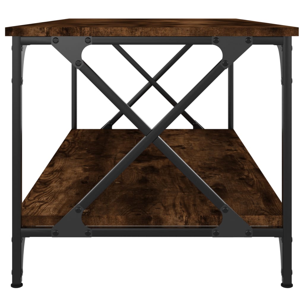 Salontafel Bewerkt Hout En Ijzer 100 x 50 x 45 cm Gerookt eiken