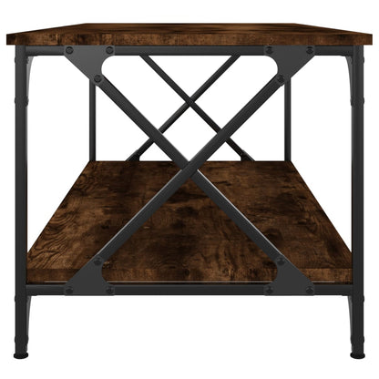 Salontafel Bewerkt Hout En Ijzer 100 x 50 x 45 cm Gerookt eiken