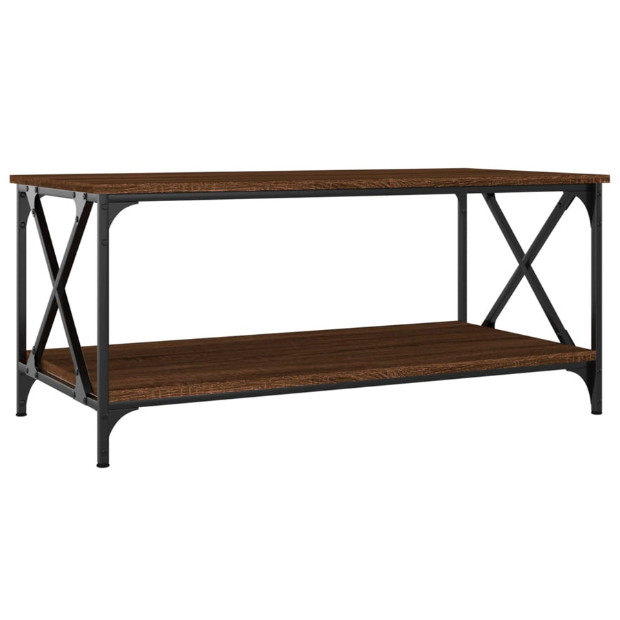 Salontafel 100x50x45 cm bewerkt hout en ijzer bruineikenkleur