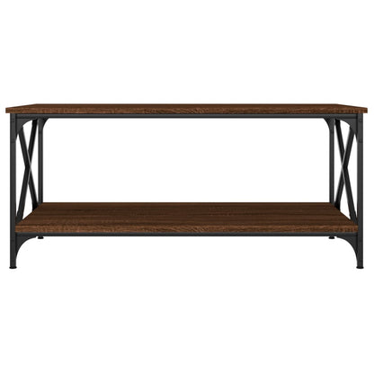 Salontafel 100x50x45 cm bewerkt hout en ijzer bruineikenkleur