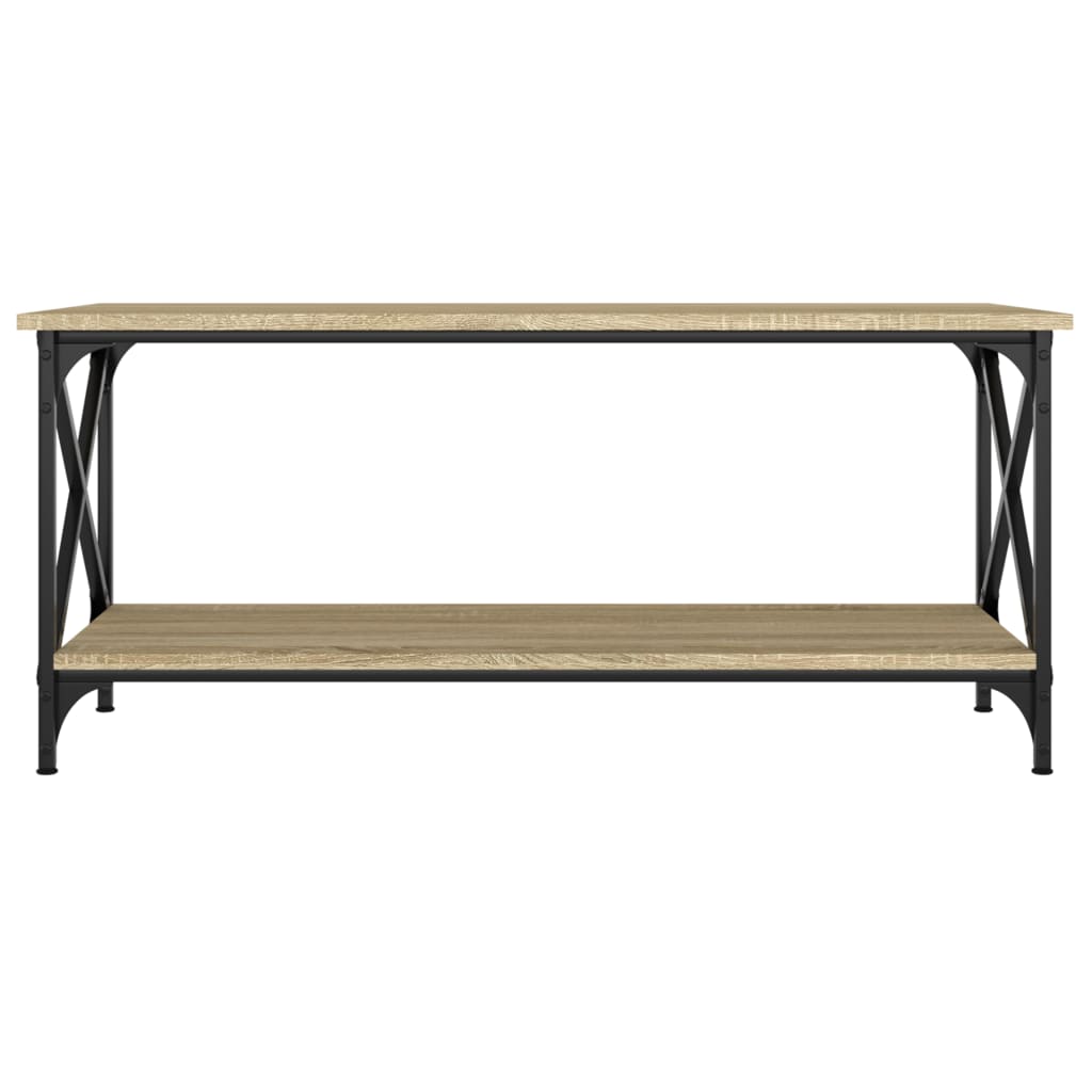 Salontafel 100x45x45 cm bewerkt hout en ijzer sonoma eikenkleur