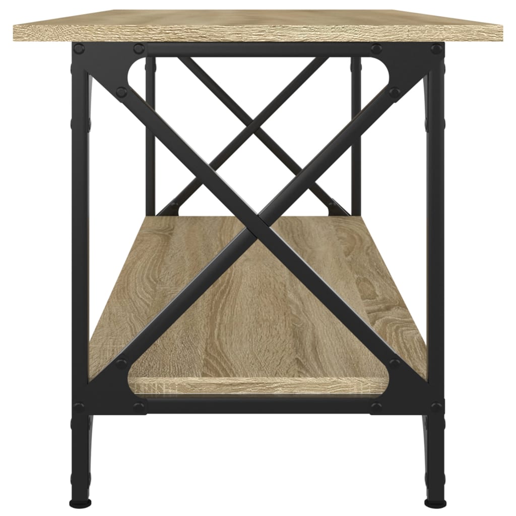 Salontafel 100x45x45 cm bewerkt hout en ijzer sonoma eikenkleur