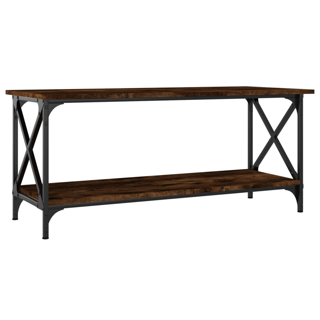 Salontafel 100x45x45 cm bewerkt hout en ijzer gerookt eiken