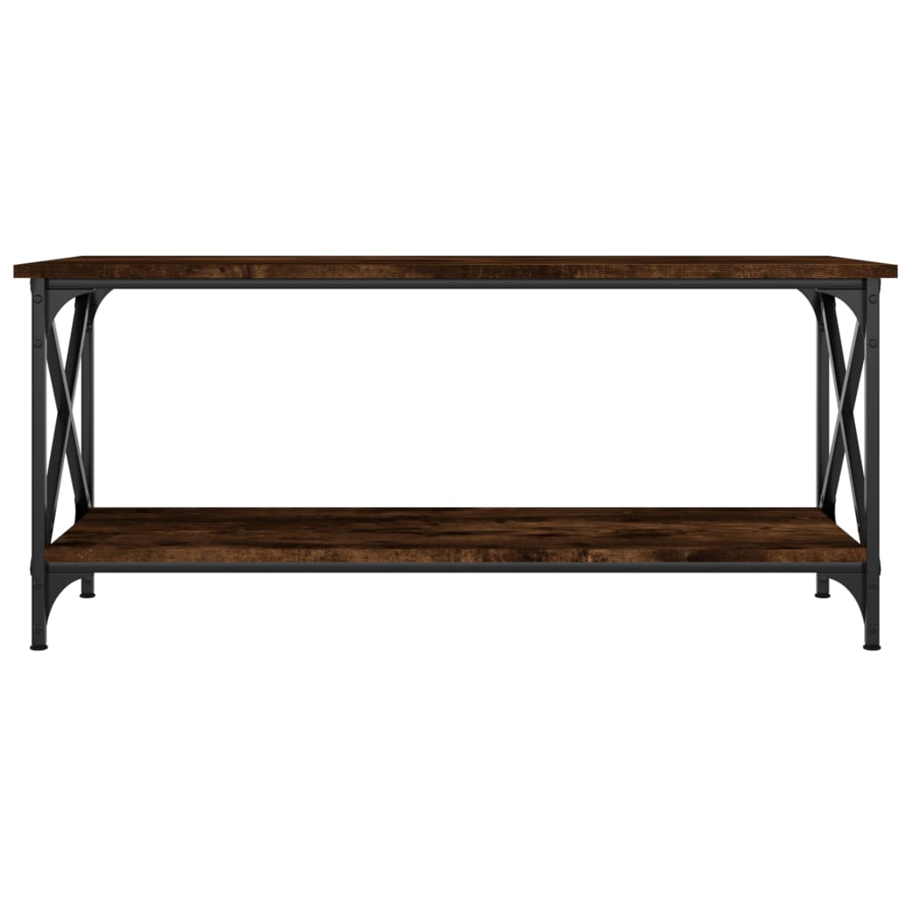 Salontafel 100x45x45 cm bewerkt hout en ijzer gerookt eiken