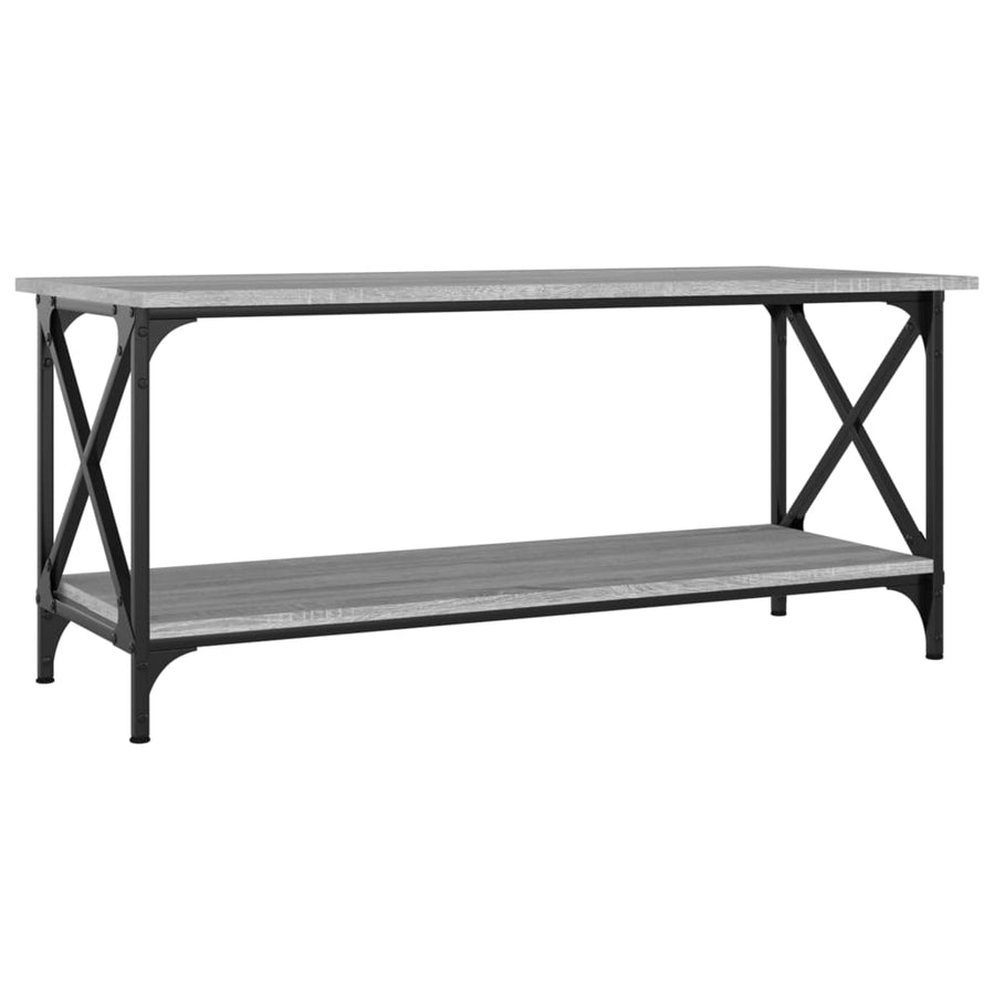 Salontafel Bewerkt Hout En Ijzer 100 x 45 x 45 cm Grijs sonoma