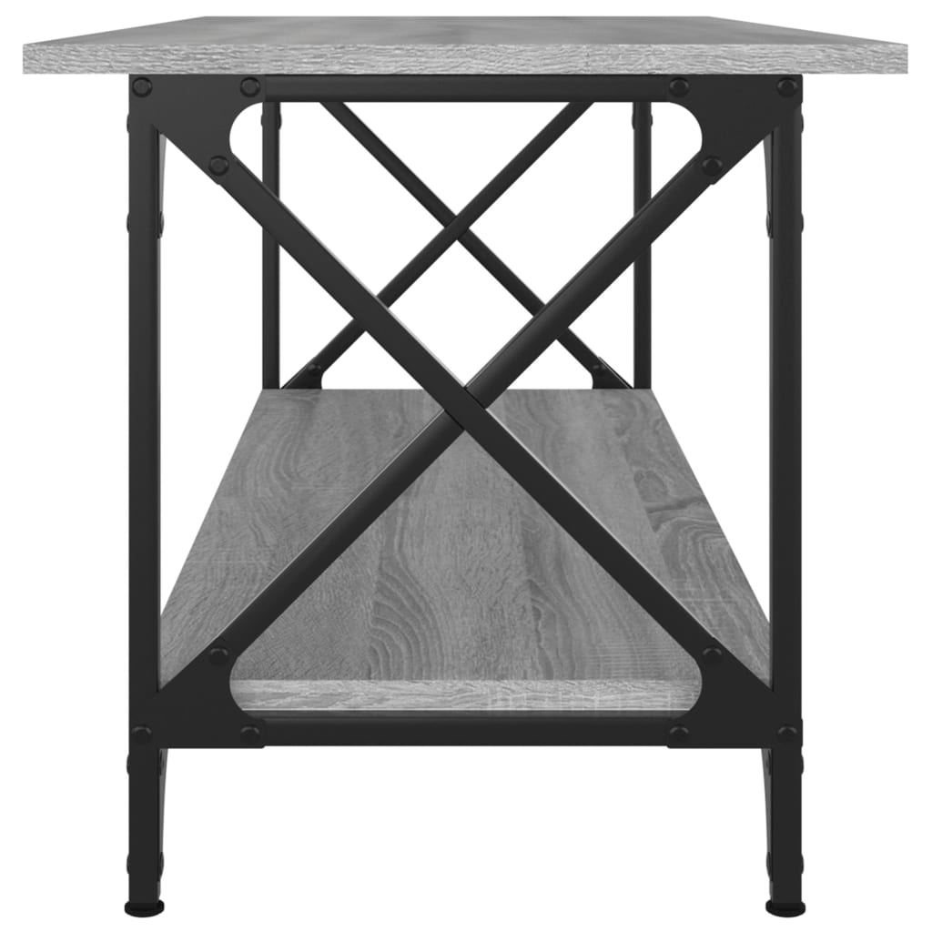 Salontafel Bewerkt Hout En Ijzer 100 x 45 x 45 cm Grijs sonoma