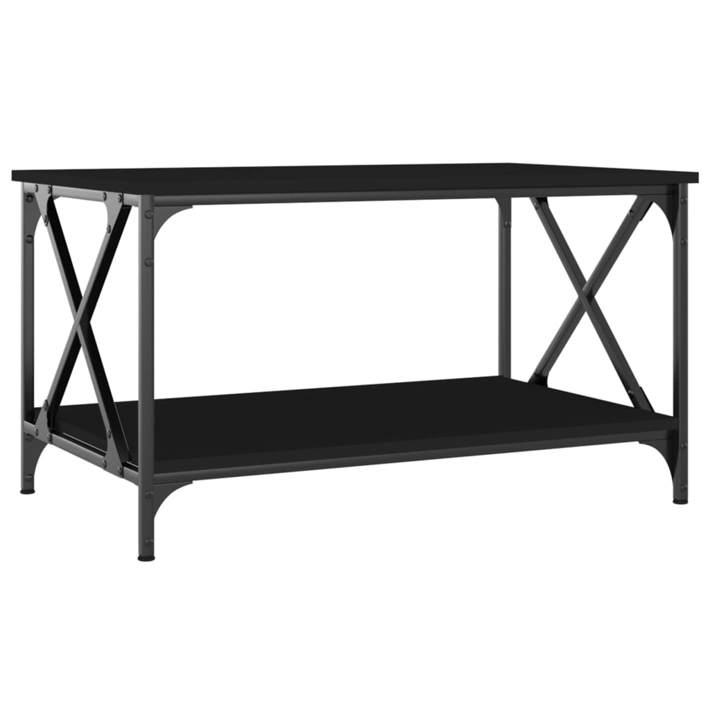 Salontafel Bewerkt Hout En Ijzer 80 x 50 x 45 cm Zwart