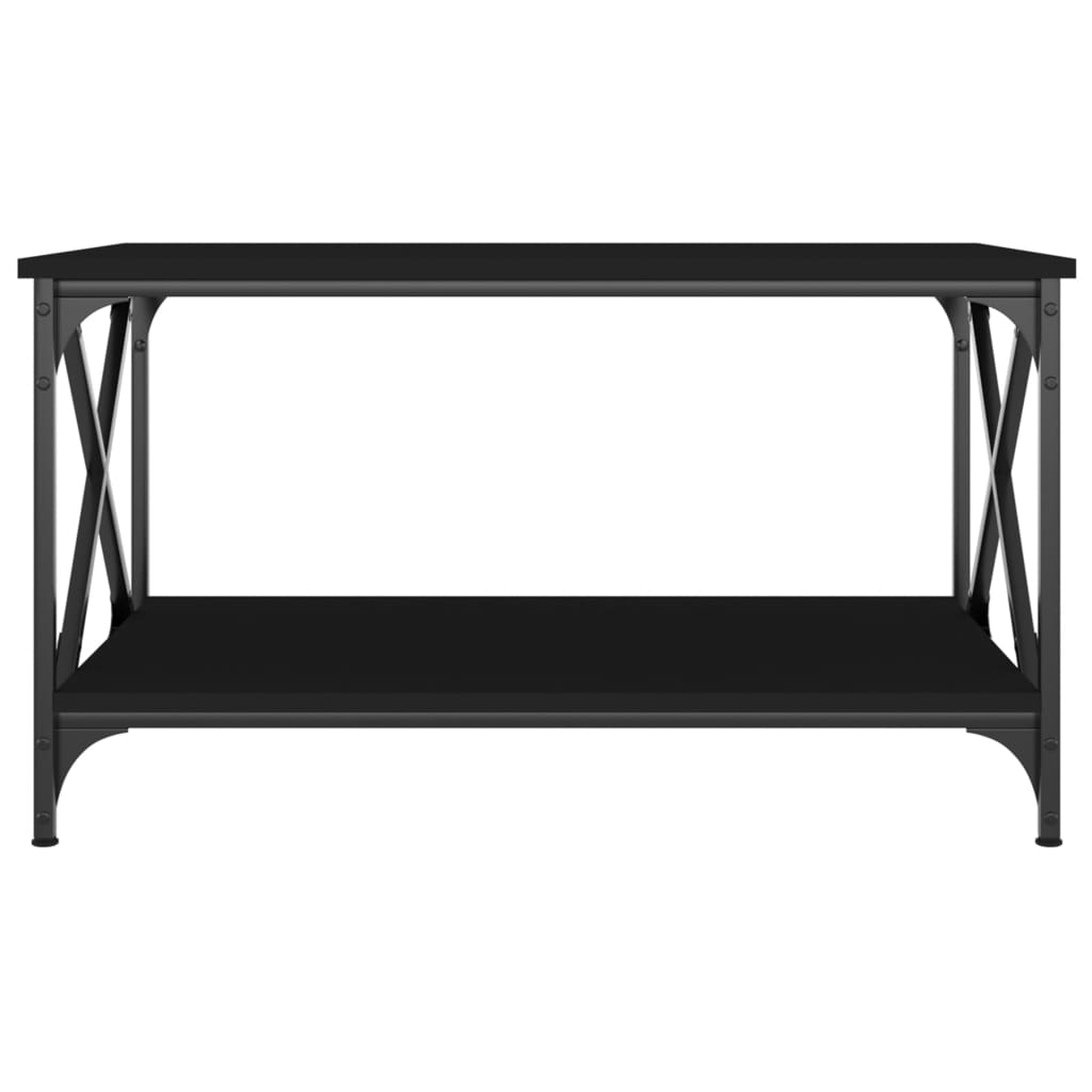 Salontafel Bewerkt Hout En Ijzer 80 x 50 x 45 cm Zwart