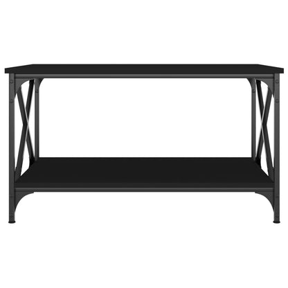 Salontafel Bewerkt Hout En Ijzer 80 x 50 x 45 cm Zwart