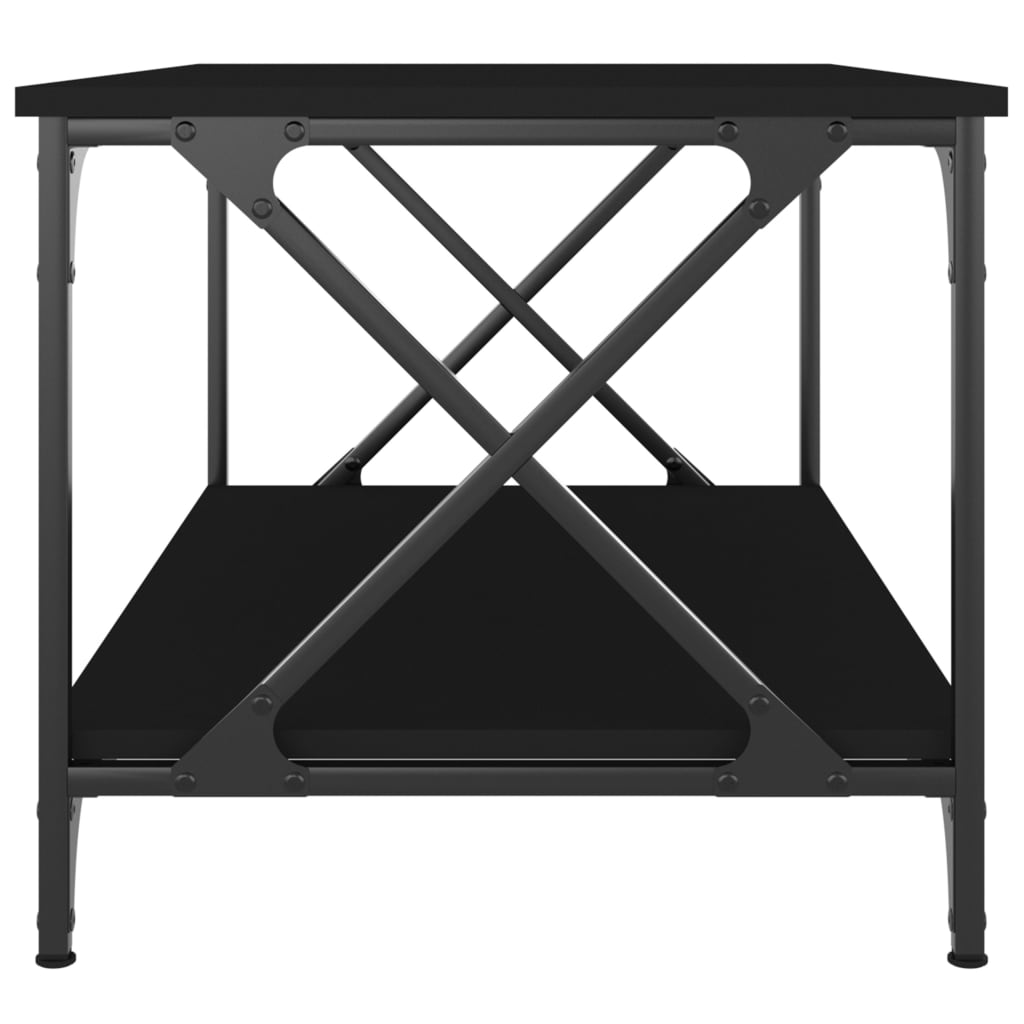 Salontafel Bewerkt Hout En Ijzer 80 x 50 x 45 cm Zwart