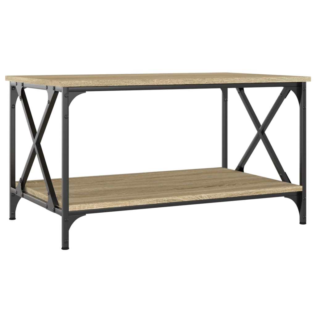 Salontafel 80x50x45 cm bewerkt hout en ijzer sonoma eikenkleur