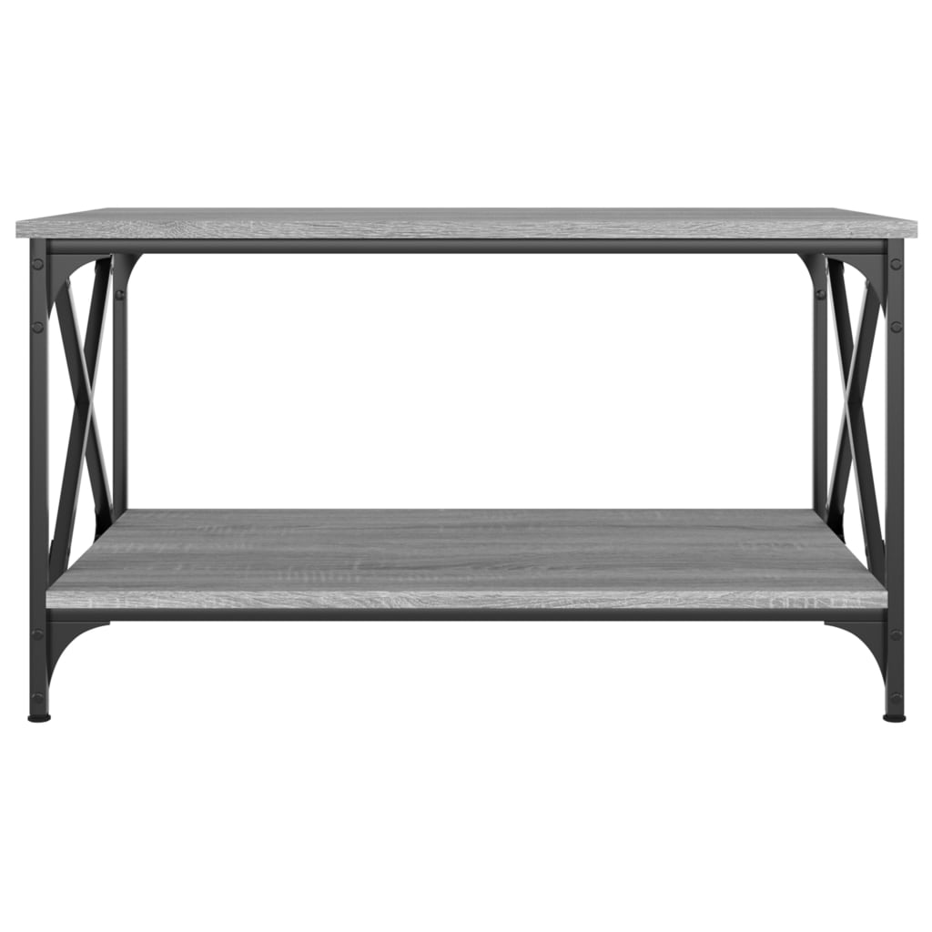 Salontafel 80x50x45 cm bewerkt hout en ijzer grijs sonoma eiken