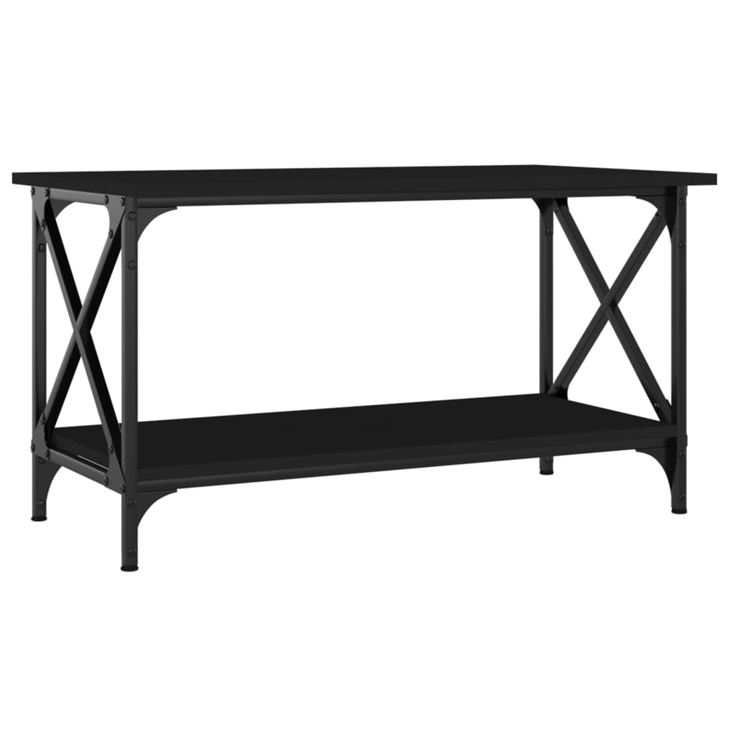 Salontafel 80x45x45 cm bewerkt hout en ijzer zwart