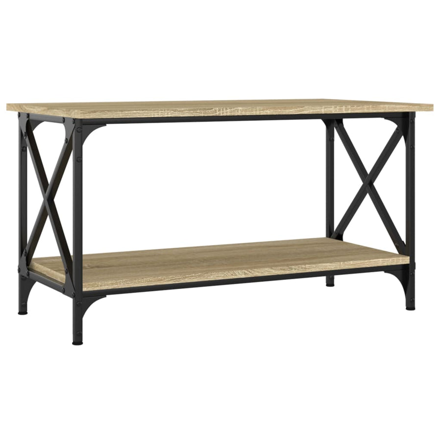 Salontafel Bewerkt Hout En Ijzer Kleur 80 x 45 x 45 cm Sonoma eiken