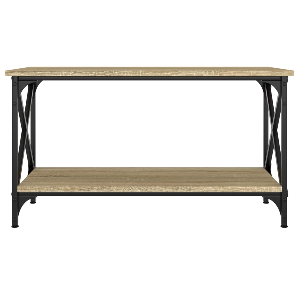 Salontafel Bewerkt Hout En Ijzer Kleur 80 x 45 x 45 cm Sonoma eiken