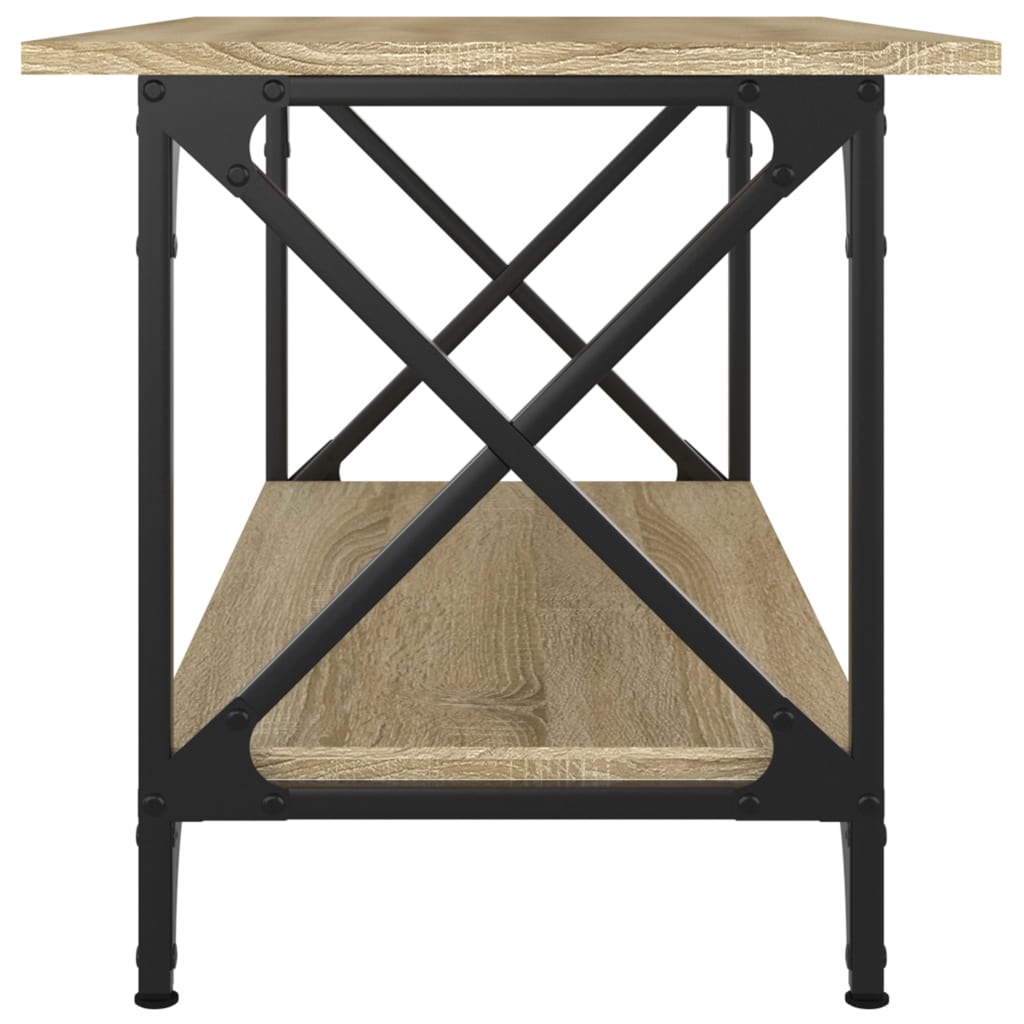 Salontafel Bewerkt Hout En Ijzer Kleur 80 x 45 x 45 cm Sonoma eiken
