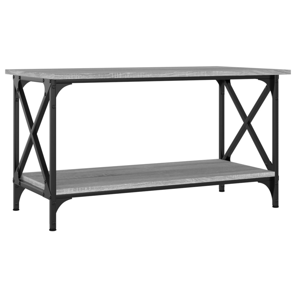 Salontafel Bewerkt Hout En Ijzer Eiken 80 x 45 x 45 cm Grijs sonoma