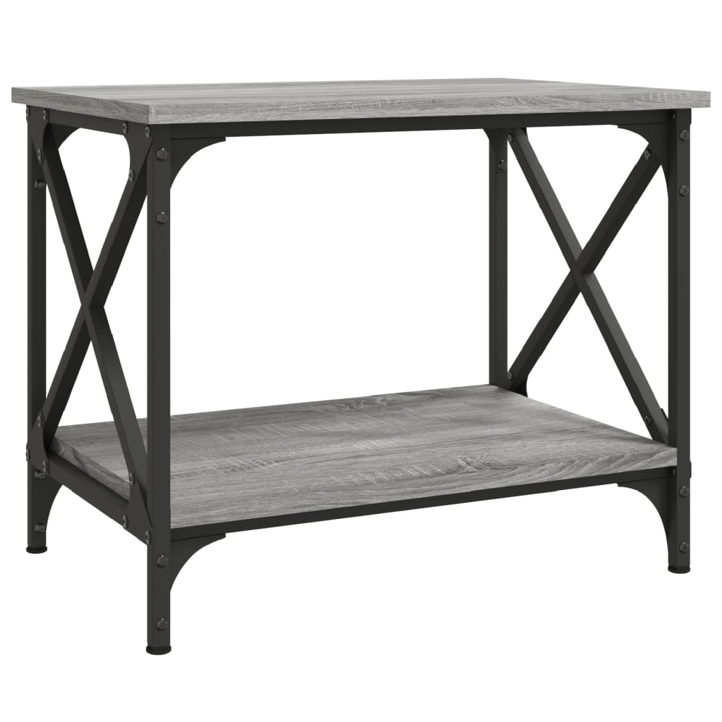 Bijzettafel 55X38X45 Cm Bewerkt Hout Eikenkleurig Grijs sonoma