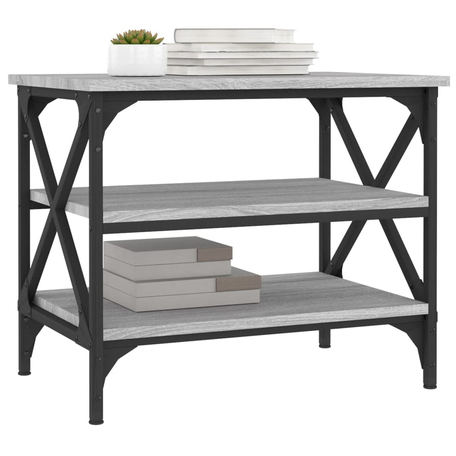 Bijzettafel 55X38X45 Cm Bewerkt Hout Eikenkleurig Grijs sonoma