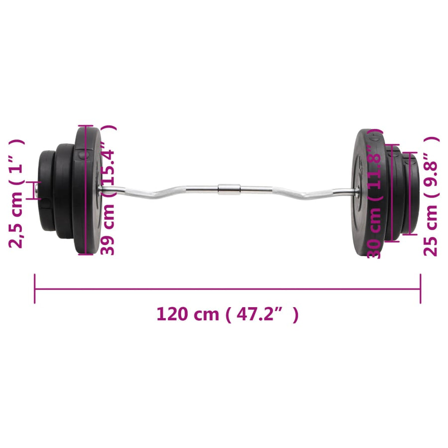 Halter Gebogen Met Gewichten 60 kg Curlstang