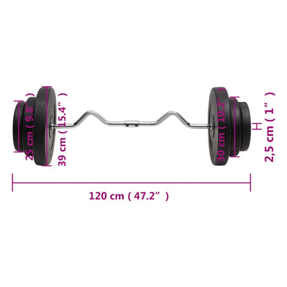 Halter Gebogen Met Gewichten 60 Kg 1 Supercurlstang